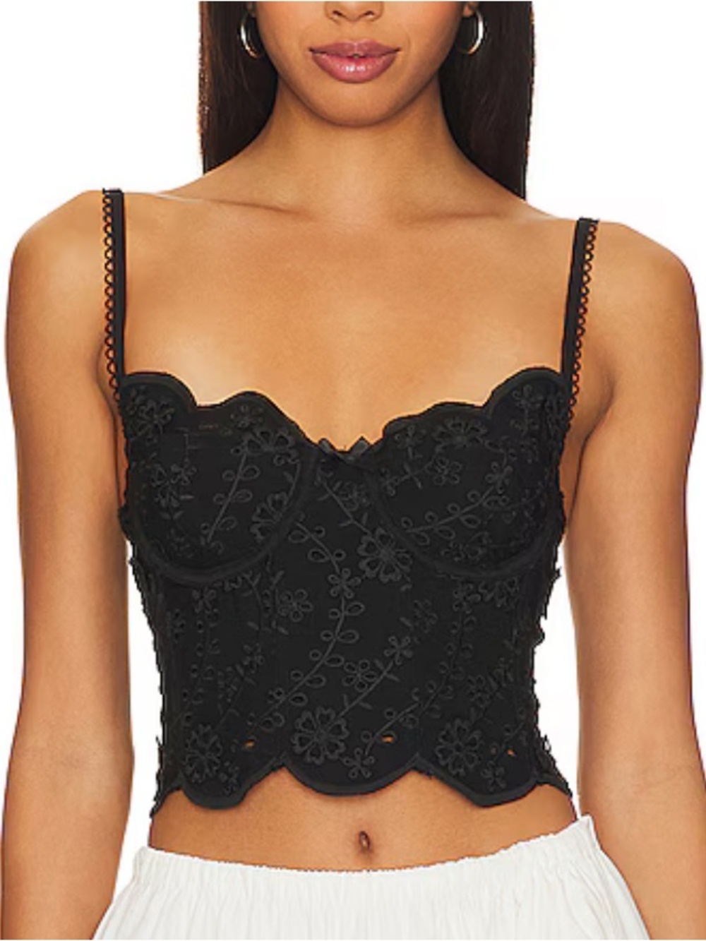 For Love and Lemons Natalia Corset Top Black Embroidered Bustier lace NWT XL